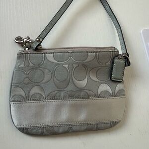 Coach Grey Signature Wristlet Clutch